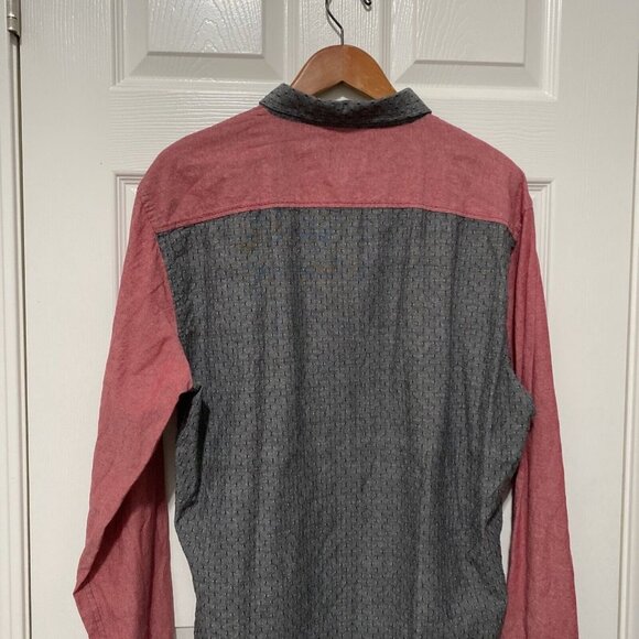 Frank & Oak Men's Button Up Shirt Textured XXL Gray Red - Picture 5 of 12